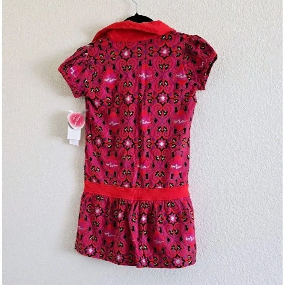 APPLE BOTTOMS Girls Size M Red Floral Polo Dress Drop Waist 10/12 New With Tags